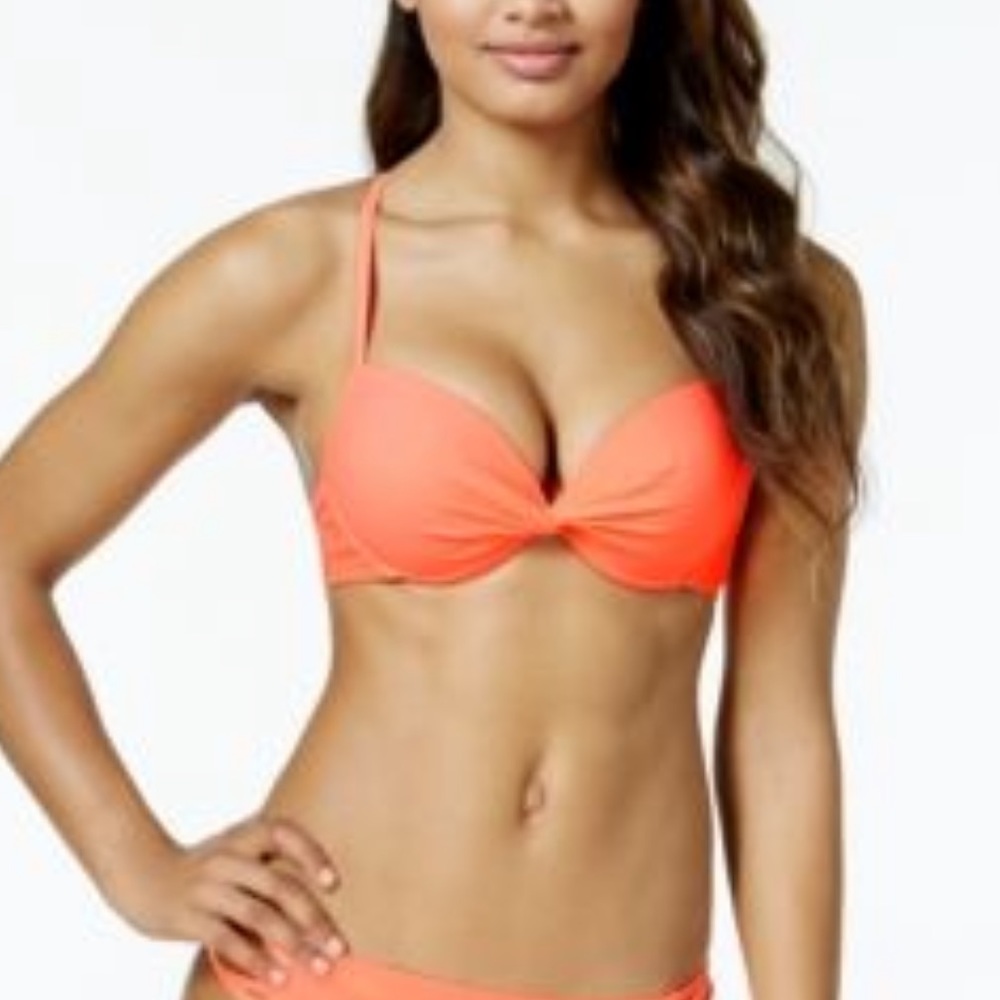 California Waves coral colored push-up bikini top size medium